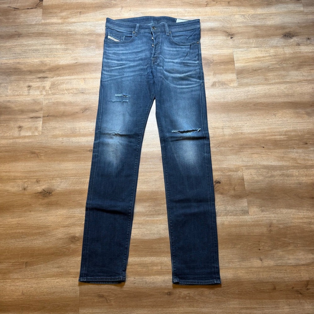 Diesel Buster Jeans Men 31x34 Blue Slim Tapered Stretch Denim Distressed 0853V
